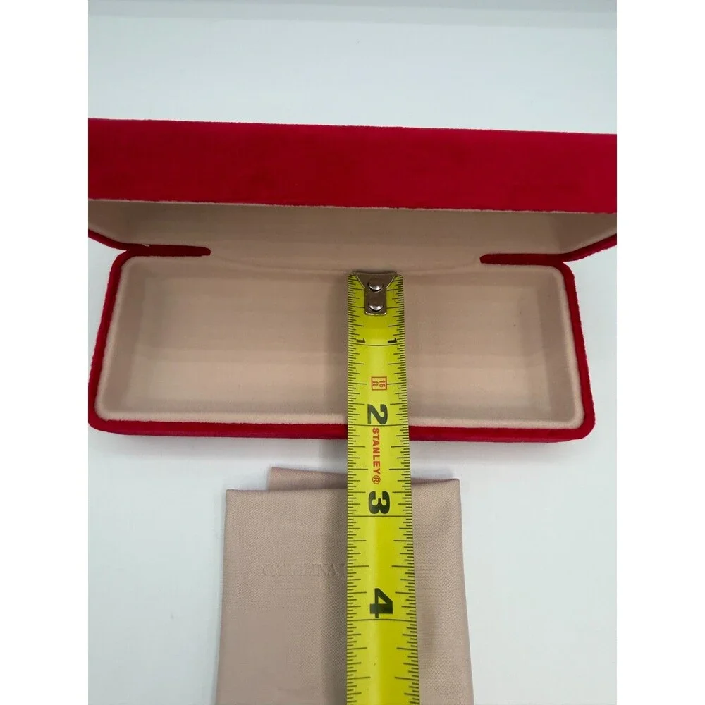 Carolina Herrera Red Magnetic Eyeglasses Case Fuzzy w Cleaning Cloth Container